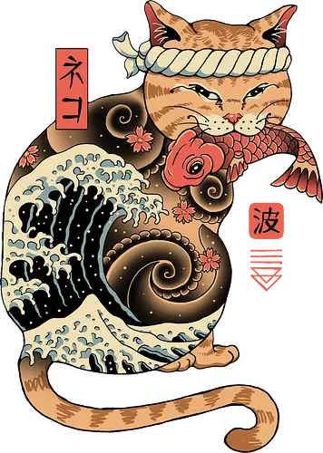 Catana Wave - cat, katze, neko, fisch, welle, japan